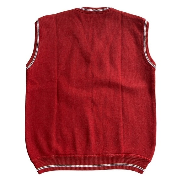 Vintage 60s 70s Sweater Vest V-Neck Jewel Toned - Picture 2 of 8